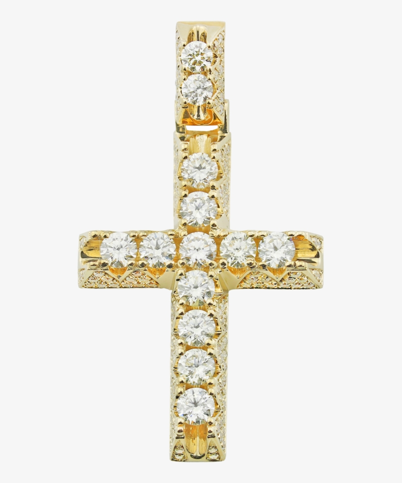 Gold Cross Pendant With Diamonds, transparent png