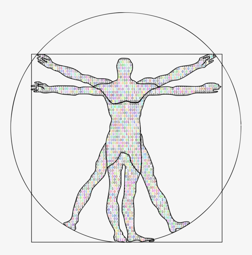 Vitruvian Man Digital Data Binary Number Computer Science - Vitruvian Man Circle Png, transparent png