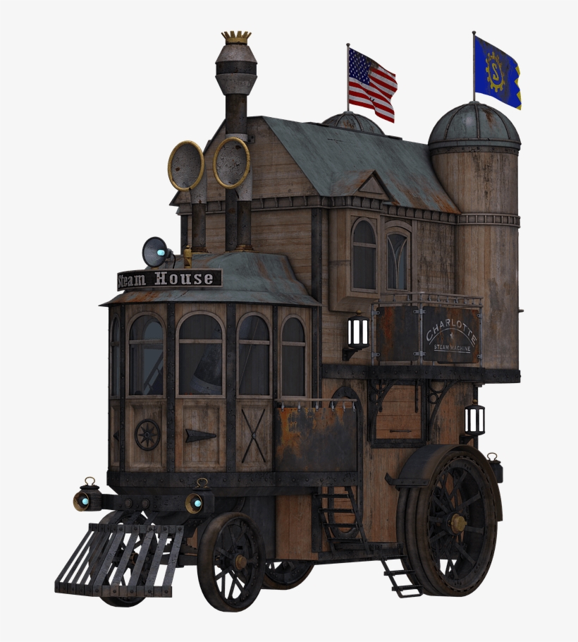 Steampunk Locomotive Side View - Steampunk House Train Mugs, transparent png