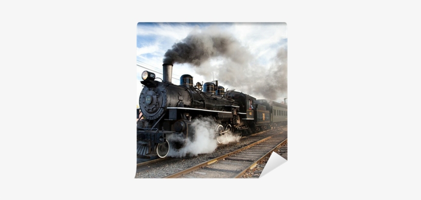 Blue Train #44 Wall Decal With Optional Tracks - 9x30 Inch, Oracal 651 Vinyl, Waterproof, Removable - View #4