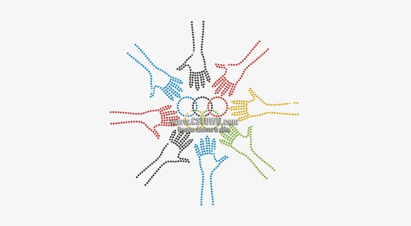 Rhinestone Colorful Olympic Rings With Hands Iron On - Diagram, transparent png