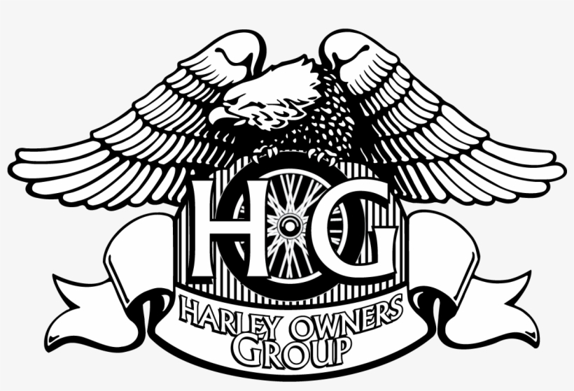 Hog Harley Owners Group Eagle Logo Vector Black Outline - Harley Owners Group, transparent png