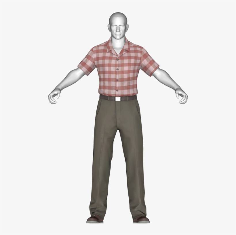 Checkered Shirt And Slacks - Standing, transparent png