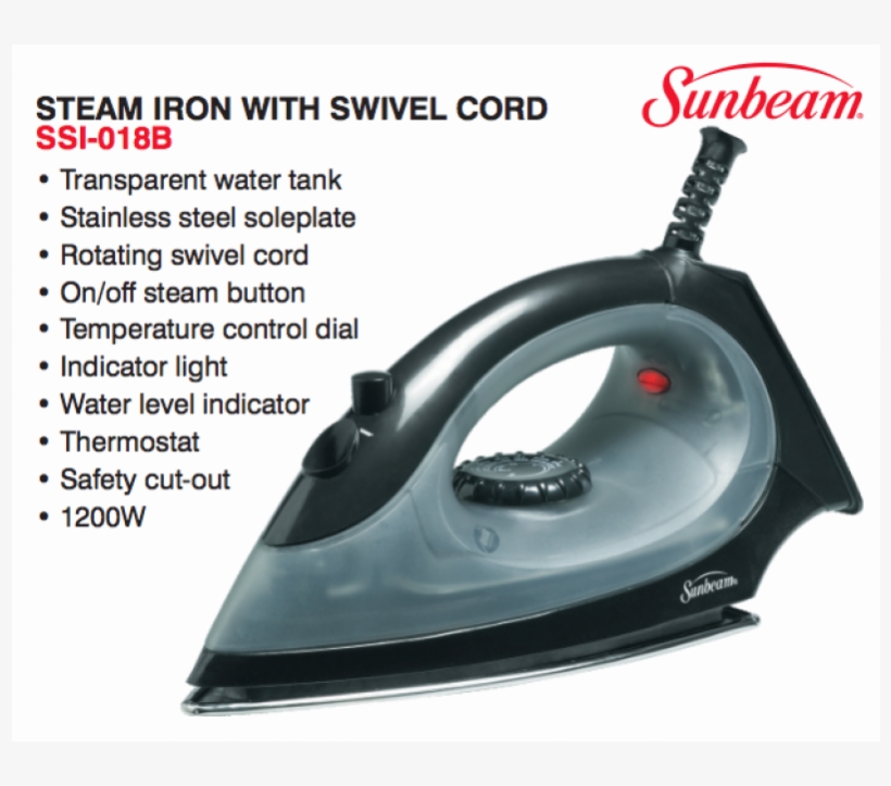 Sunbeam Steam Iron With Swivel Cord - Sunbeam, transparent png