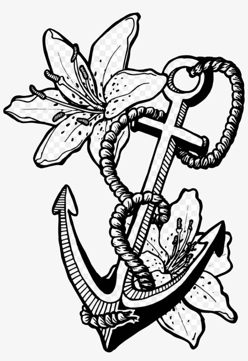 Dibujos Con Tatuajes De Ancla Y Flor En Con Tatuajes - Old Sailor Tattoo Anchor, transparent png