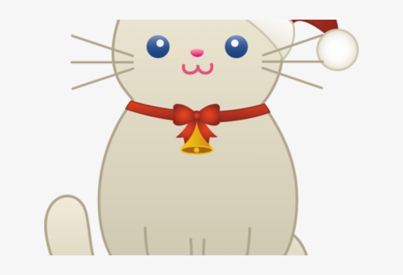 Whiskers Clipart Kawaii Cat - Cute Cartoon Christmas Cat, transparent png
