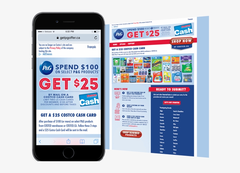 P&g Ca Costco Spend $100 Save $25 Program Web - Procter & Gamble, transparent png