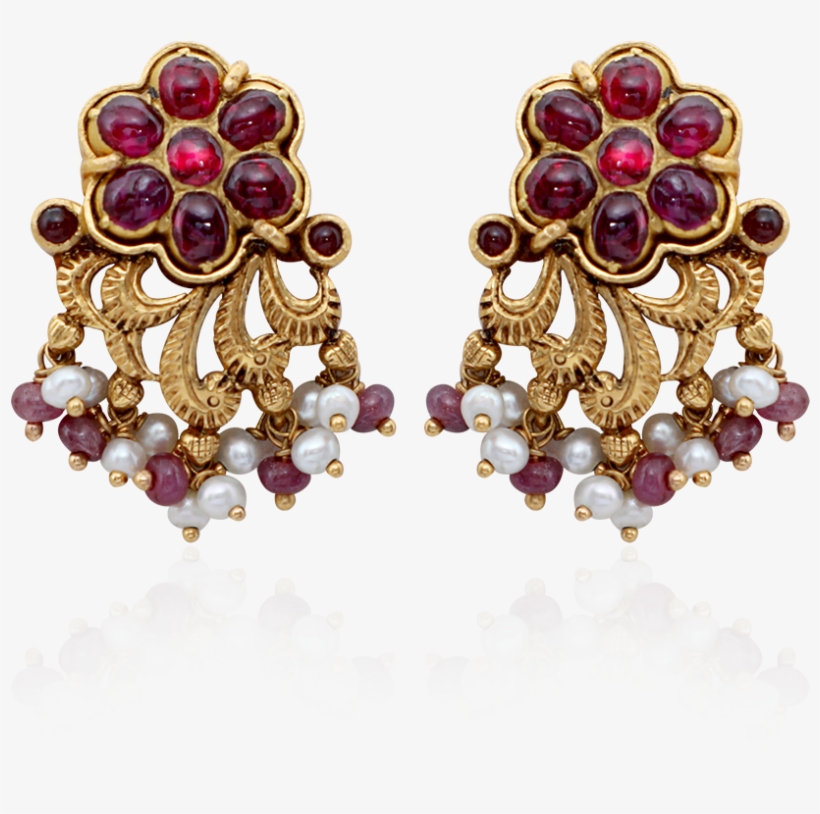Graceful Antique Ruby Earrings, transparent png