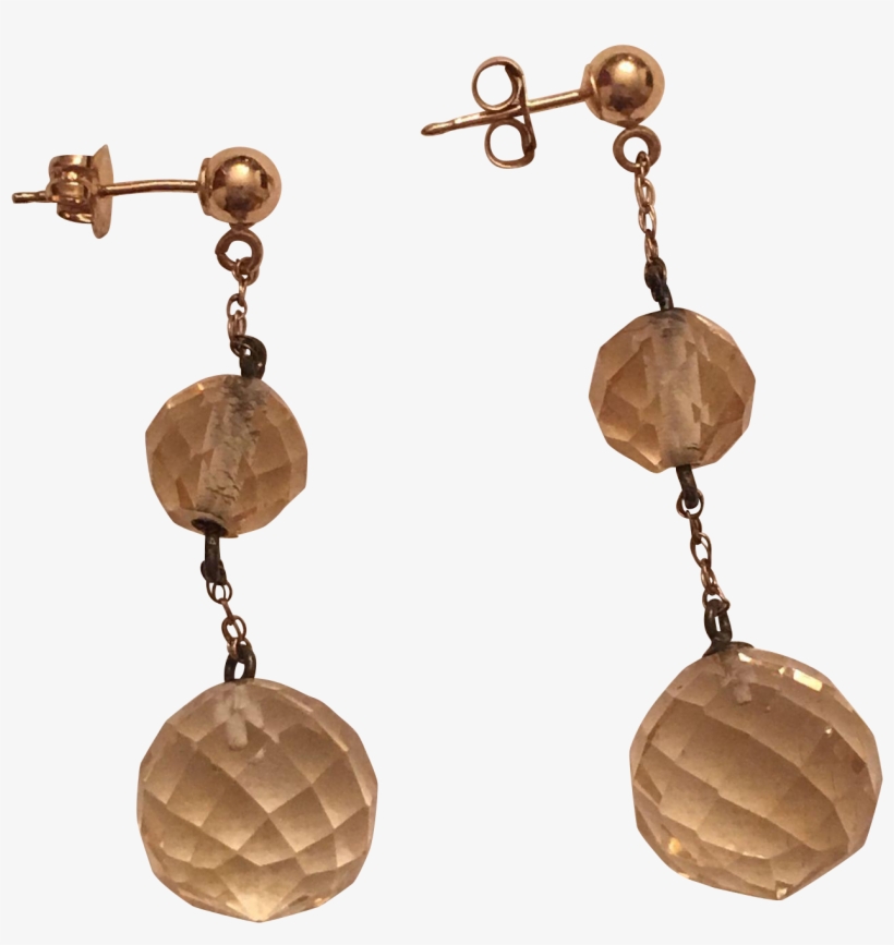 Upcycled Antique Graduated Faceted Citrine Beaded Earrings - Earrings, transparent png