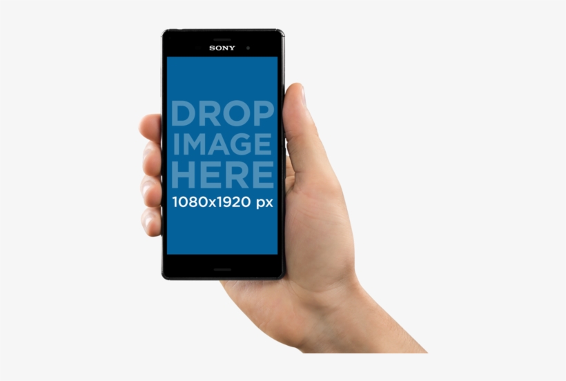 Sony Xperia Z5 Mockup In Vertical Position Over A Png - Hand Holding Iphone 7 Png, transparent png