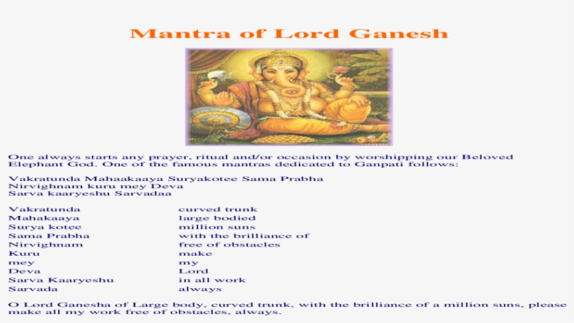 Mantra Of Lord Ganesh - Religion, transparent png
