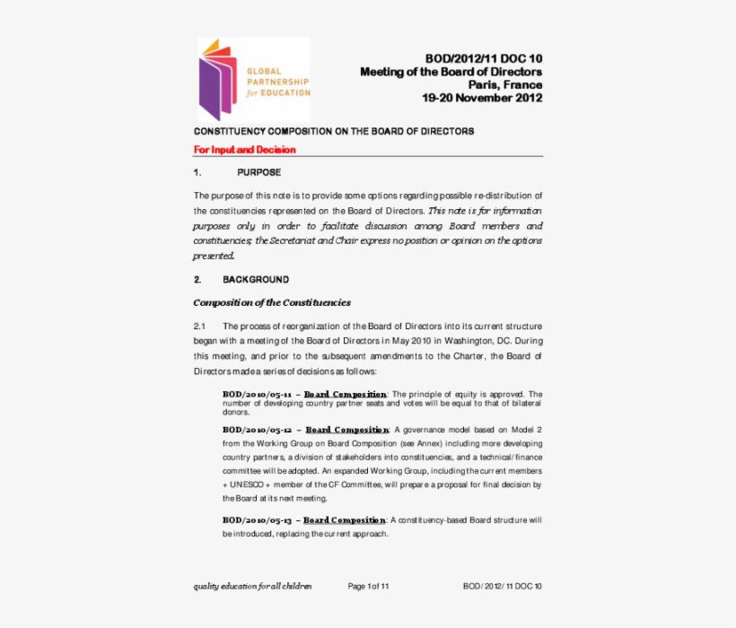 Constituency Composition On The Board Of Directors - Global Partnership For Education, transparent png