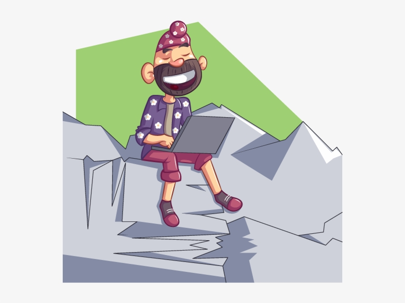 Punjabi Sardar Working On Laptop - Illustration, transparent png