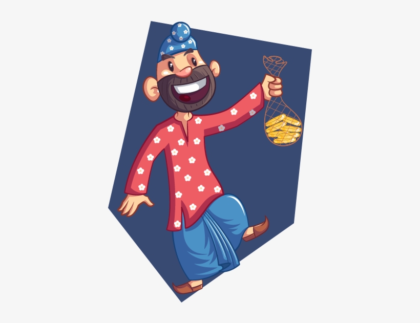 Punjabi Sardar Holding Gold Coin - Vector Graphics, transparent png