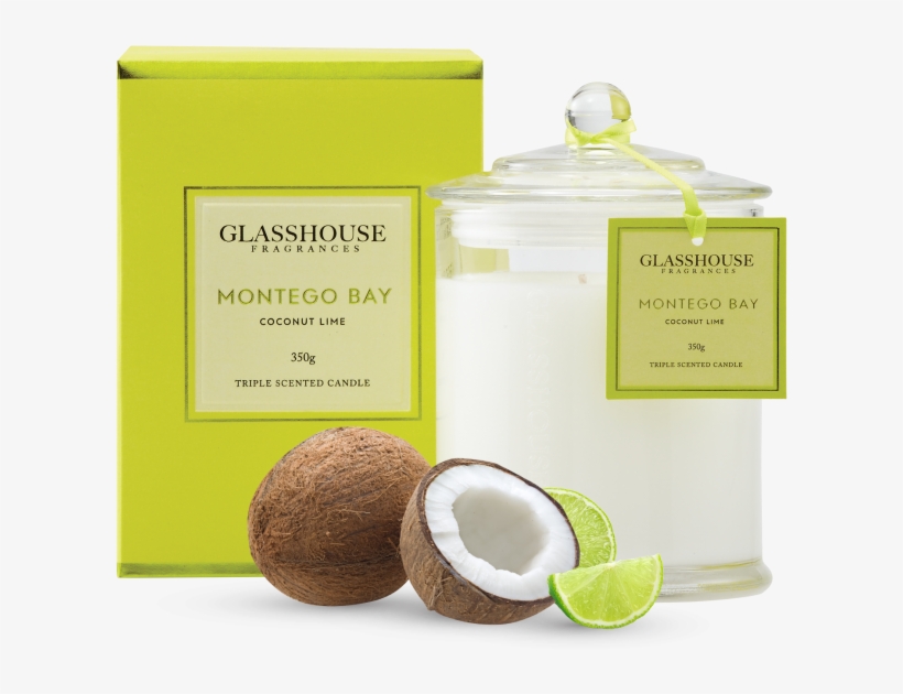 Montego Bay Coconut Lime 350g Triple Scented Candle - Glasshouse Candles, transparent png