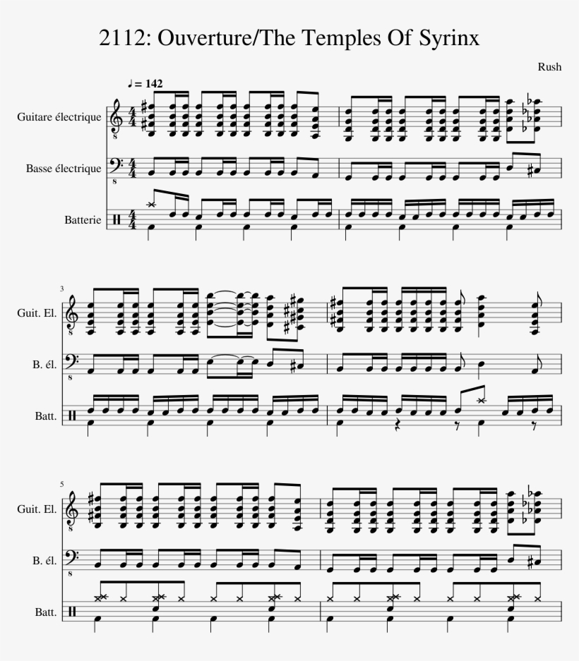2112 Ouverture/the Temples Of Syrinx - 2112 Sheet Music Piano, transparent png