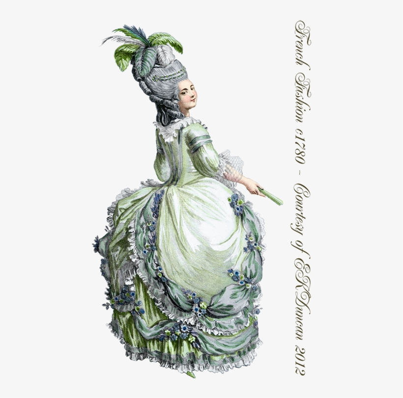 1780 Ladies Fashion Png In Various Color Combinations - Baroque Woman Fashion Plate, transparent png