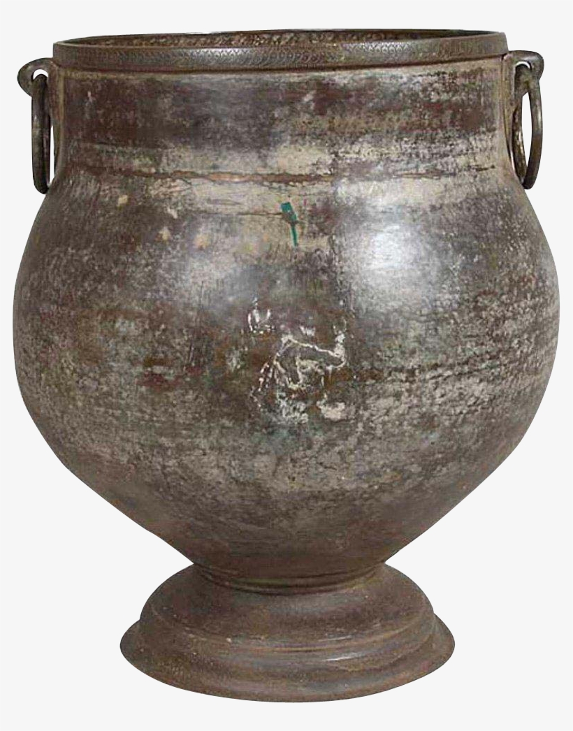 Large South Indian Hammered Brass Water Storage Pot - Earthenware, transparent png