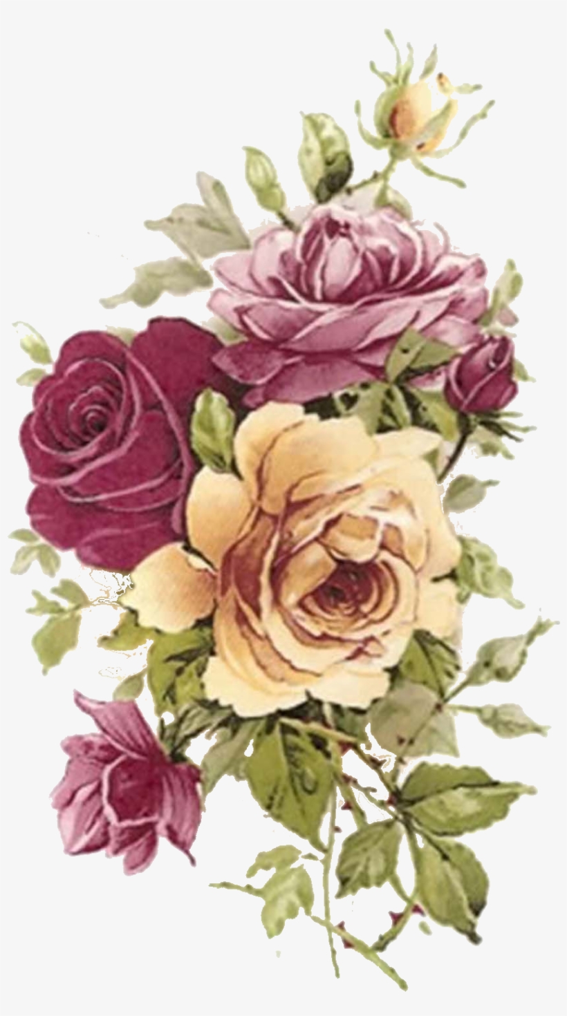 Pink Yellow Rose Select Size Waterslide Ceramic Decals - Vintage Flower Decals, transparent png