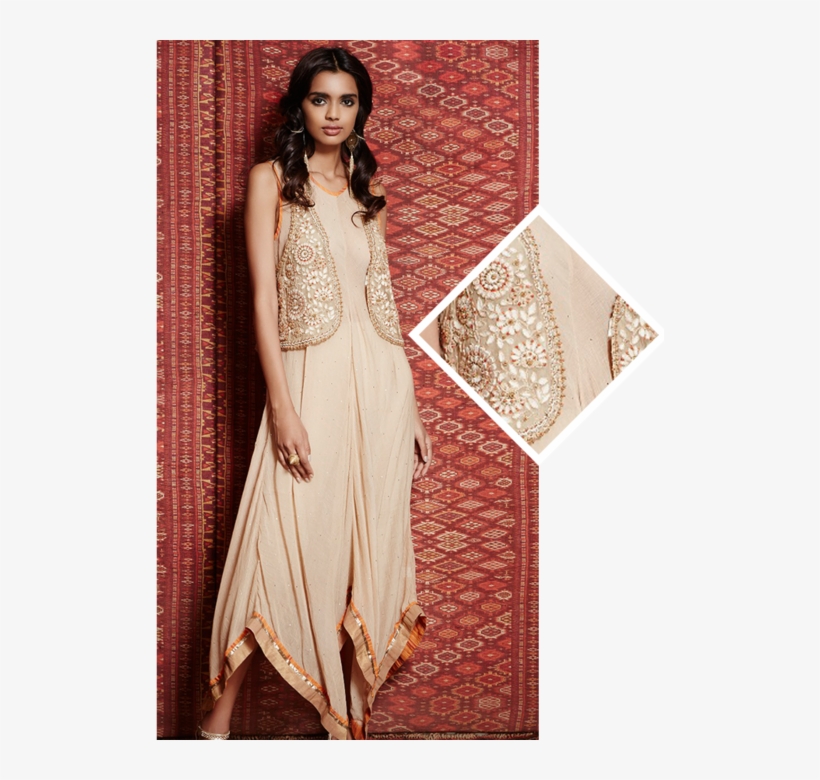 Beige Embroidered Kurta Set By Ritu Kumar - Dresses By Ritu Kumar, transparent png