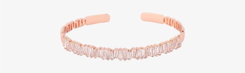 Rose Gold Baguette Crystal Cuff - Bracelet, transparent png