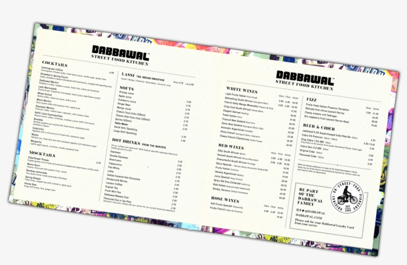 Dabbawal Indian Restaurant Newcastle Drinks Menu2 - Computer Monitor, transparent png