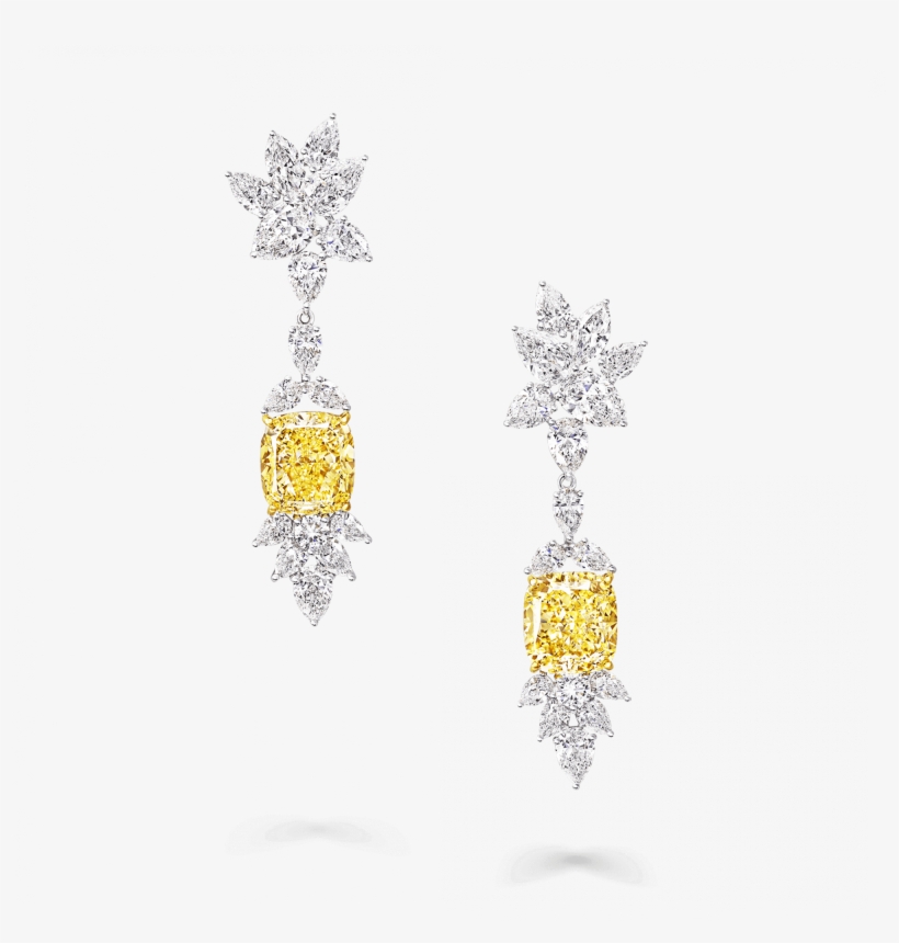 Graff Yellow Diamond High Jewellery A Yellow And White - Earrings, transparent png