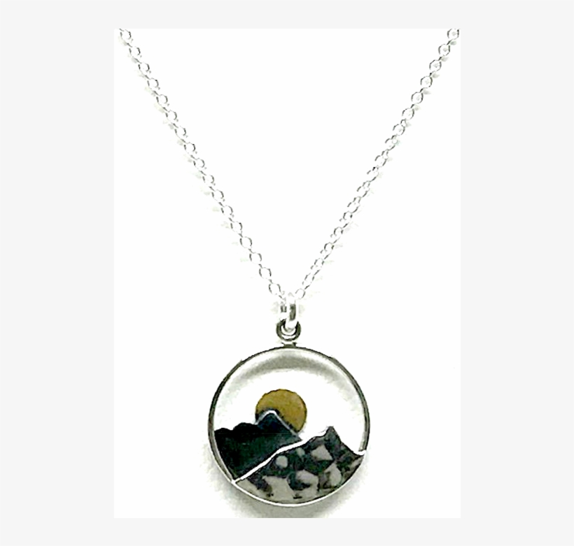 Athena Designs Moon & Mountain Pendant Necklace - Locket, transparent png