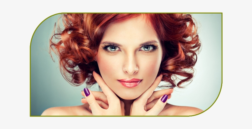 Woman With Purple Nail Polish - Locken Mit Kurzen Haaren, transparent png