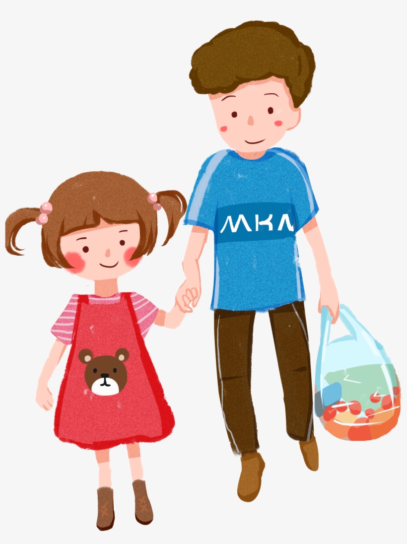 Dibujado A Mano Dibujos Animados Niña Niño Png Y Psd - Sibling, transparent png