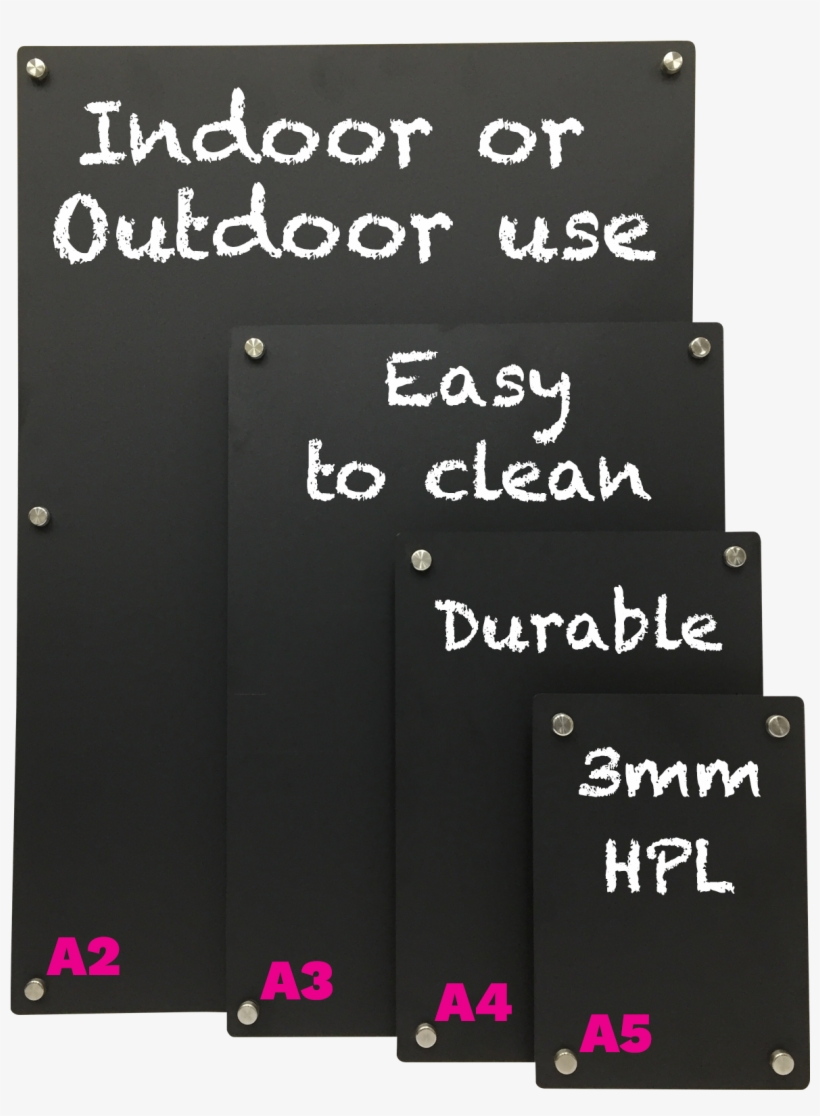 Double Sided Hpl Chalkboard Panels With Wall Stand-offs, transparent png