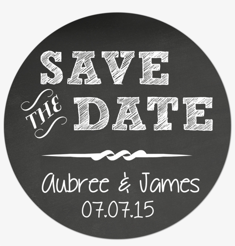 Save The Date Chalkboard Style Personalized Sticker - Label, transparent png