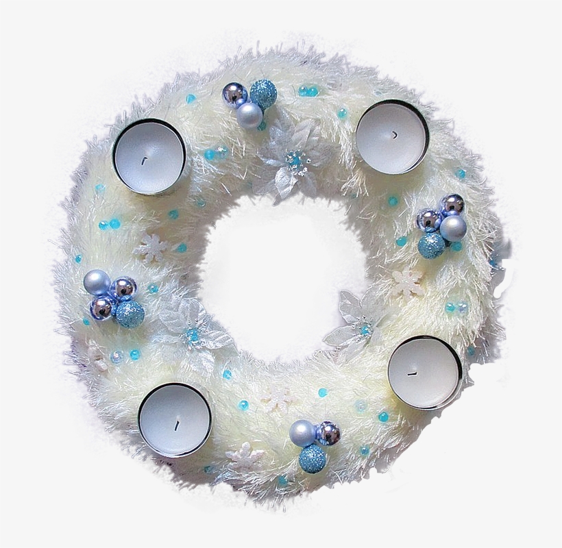 Laminated Poster White Blue Advent Wreath Festive Decorations - Wreath, transparent png