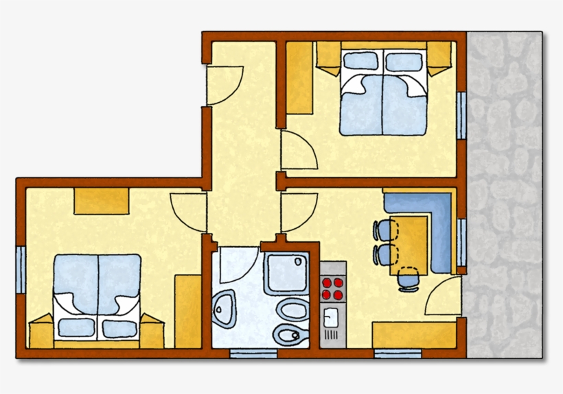 60 M² For 2 To 4 Persons - Floor Plan, transparent png