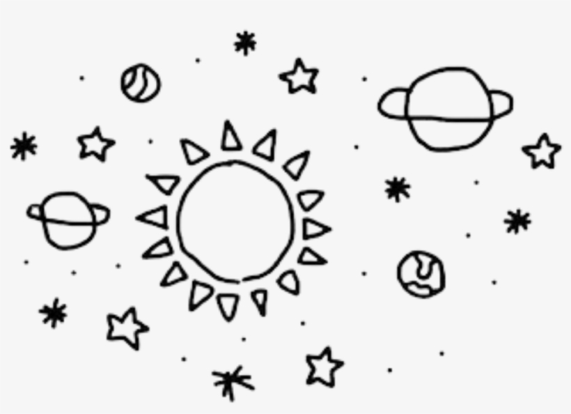 Space Planets Tumblr Black Stars Freetoedit - Moon And Stars Transparent, transparent png
