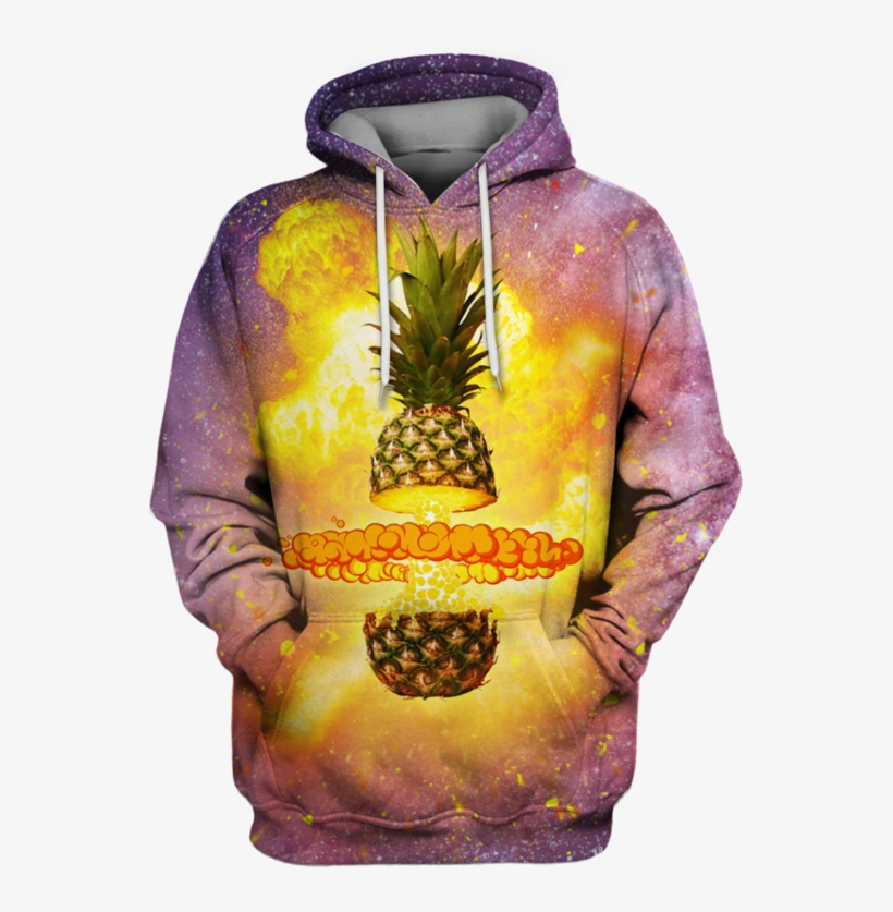 3d The Pineapple In The Galaxy Background Full Print - Sweatshirt, transparent png