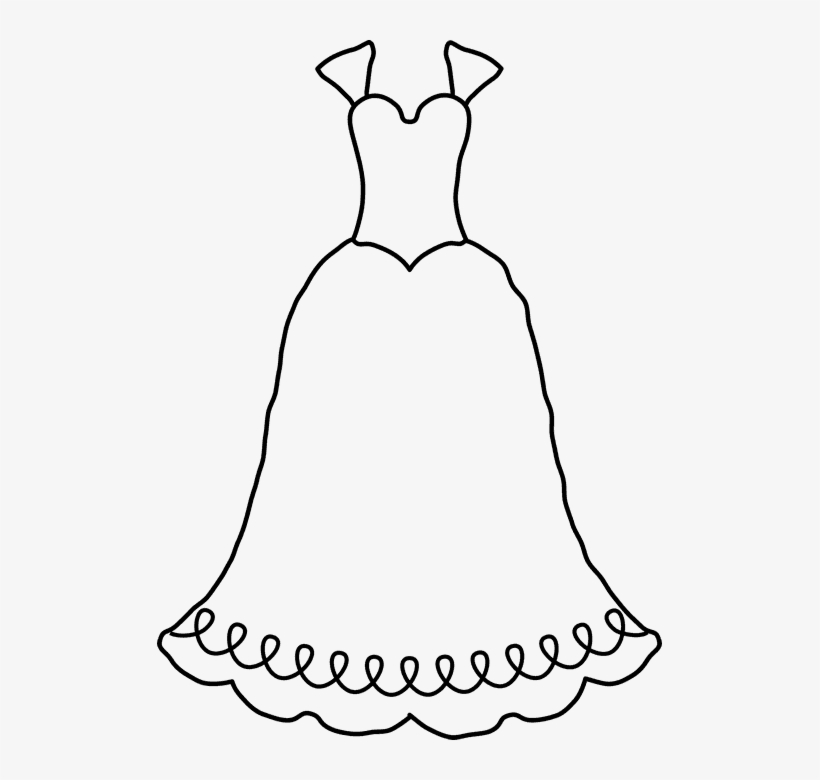 Classic Wedding Dress Stamp - Line Art, transparent png