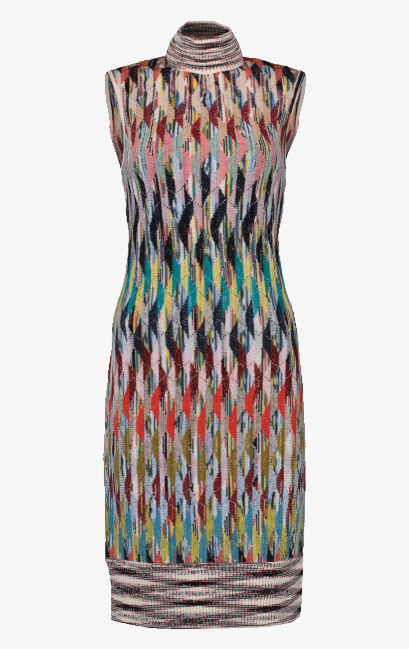 Missoni Diamond Pattern Wool Blend Midi Dress In Multi, transparent png