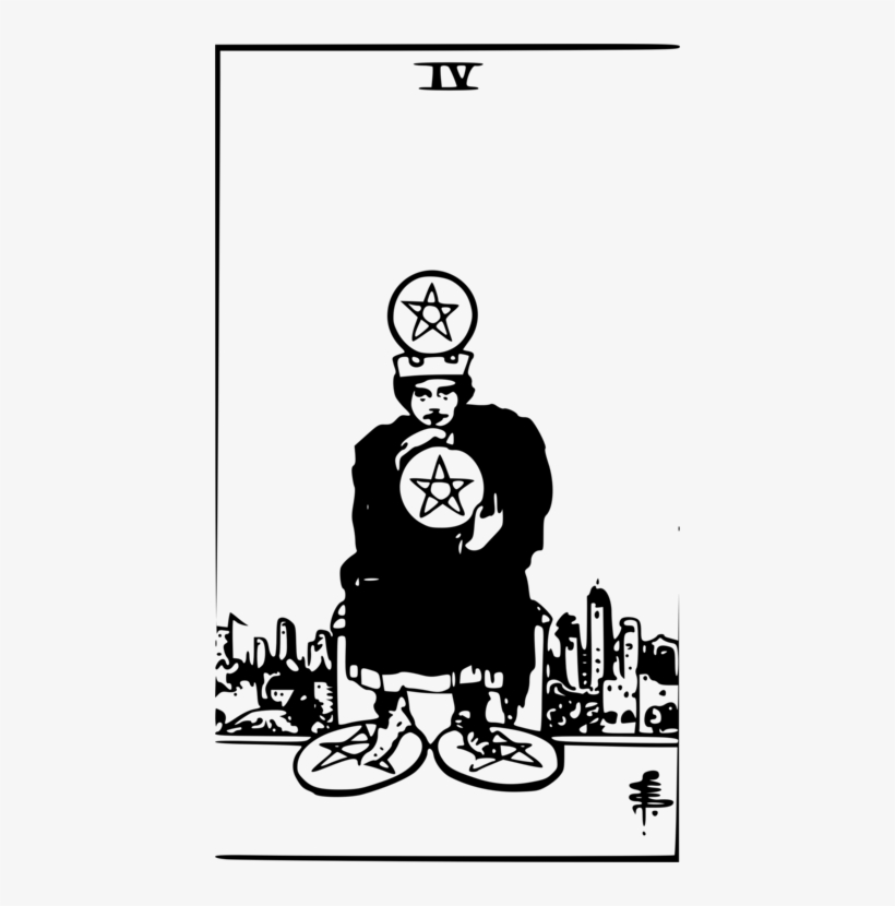 Rider-waite Tarot Deck Pentacle Suit Of Coins Playing - Rider Waite Tarot 4 Pentacles, transparent png