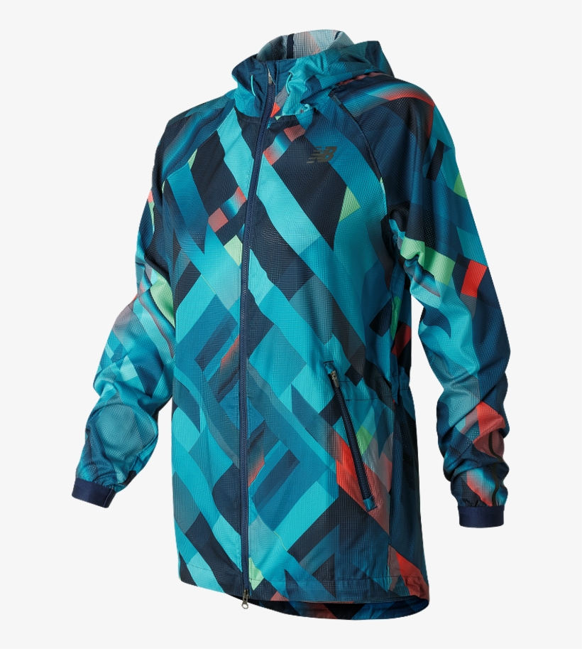 New Balance Women's Hybrid Jacket Deep Ozone Gradient - Hood, transparent png