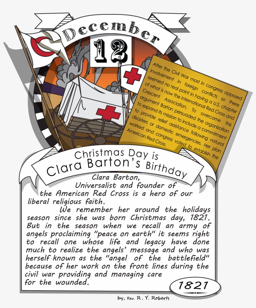 Clara Barton, Universalist And Founder Of The American - Cartoon, transparent png