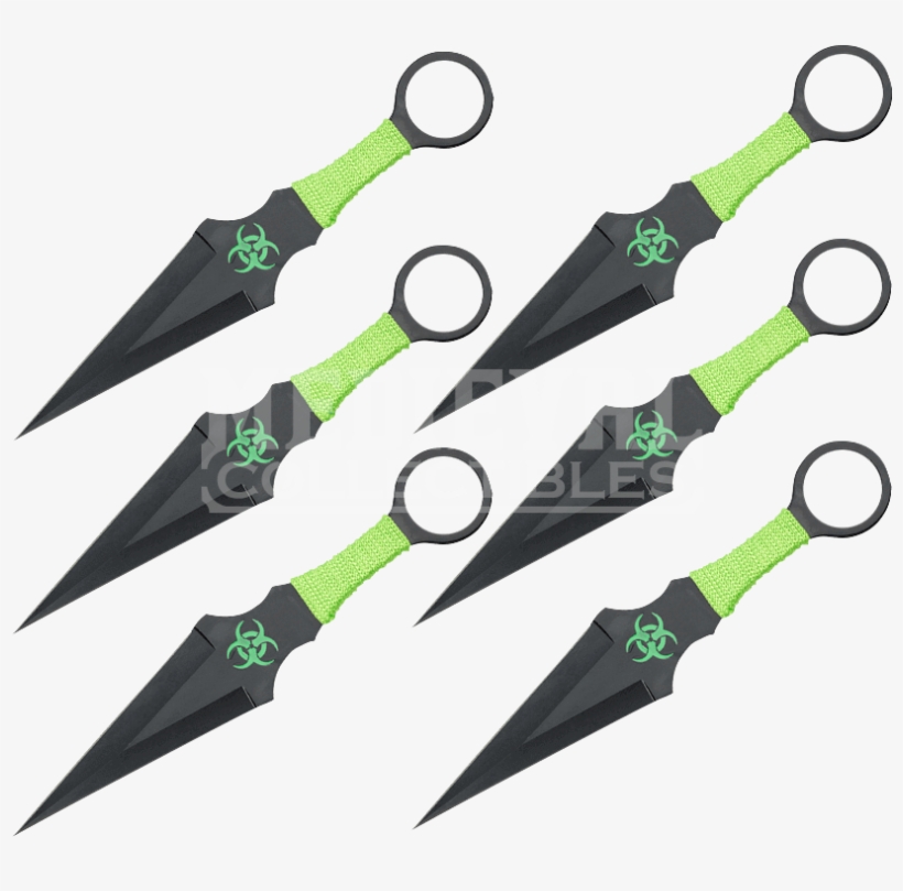 6 Piece Black Zombie Throwing Knives - Cutting Tool, transparent png