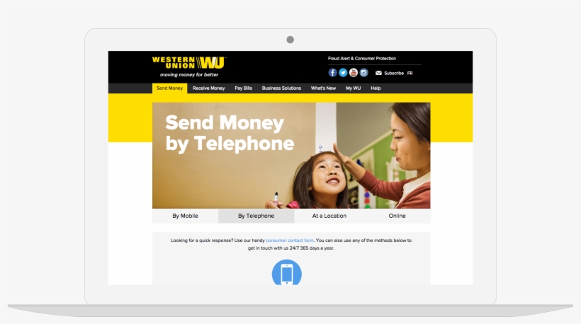 Western Union Canada Send Money Page Design In Laptop - Website, transparent png