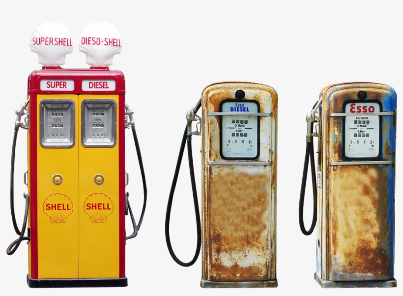 Pump, Petrol, Shell, Esso Rust, Retro, Diesel, Hose - Gas Pump, transparent png