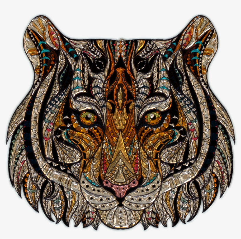 Tiger Head Metallizer Art - Tiger Colored, transparent png