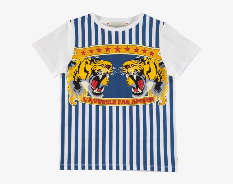 Picture Of Stripe Circus Tiger Head Print T-shirt Ivory - Active Shirt, transparent png