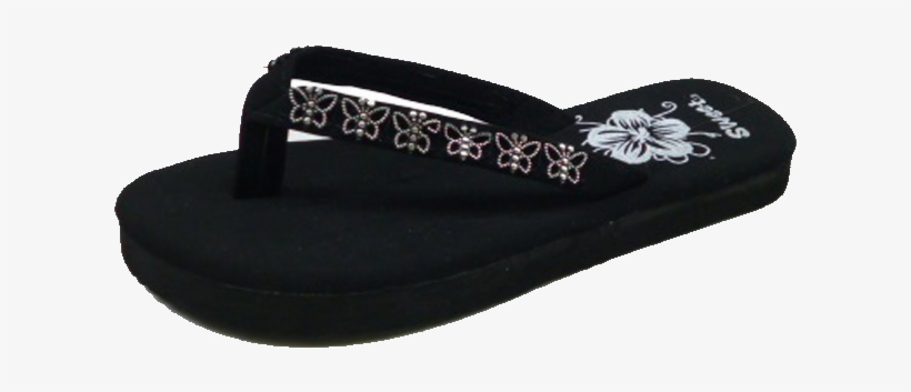 Sandals Girls Butterfly Flip-flop Sandal, Black - Flip-flops, transparent png