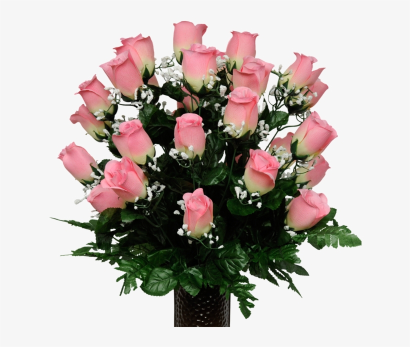 Md1088 Pink Roses With Babys Breath3 - Flowers For Cemetery, transparent png