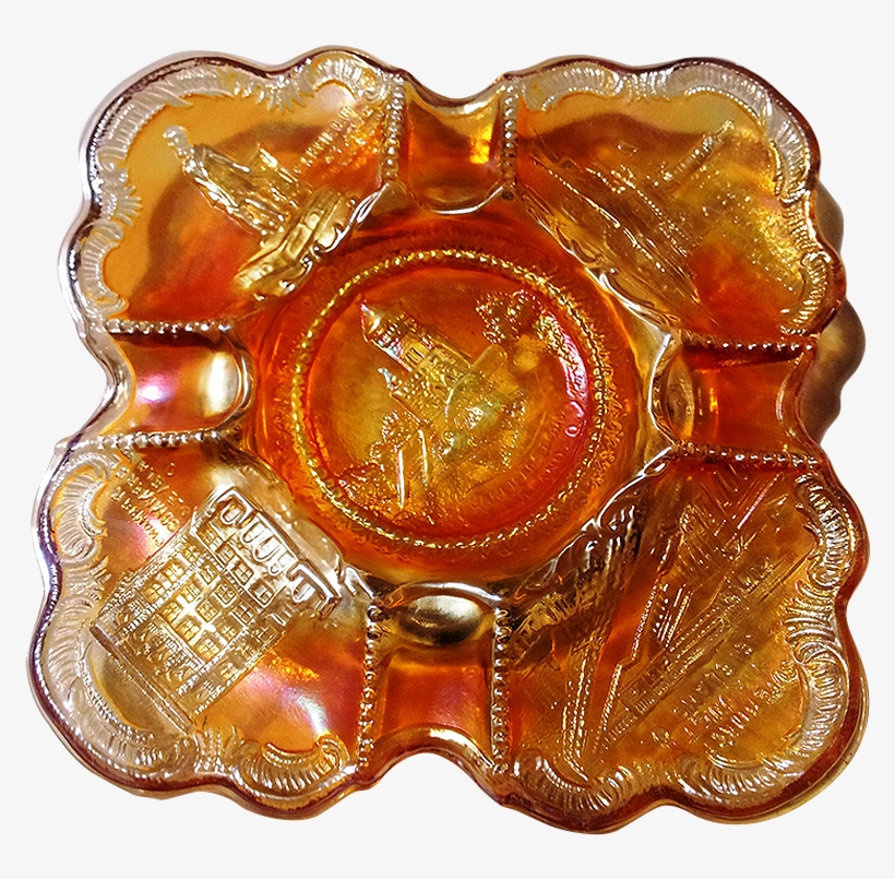 Millersburg Cleveland Memorial Marigold Souvenir Ashtray - Carving, transparent png