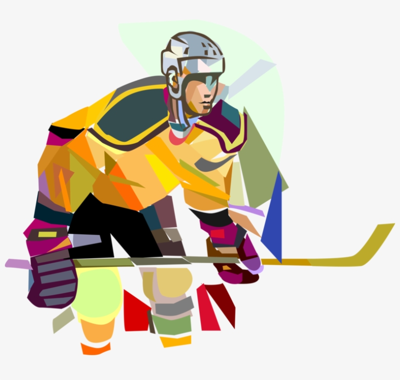 Vector Illustration Of Sport Of Ice Hockey Player With - College Ice Hockey, transparent png